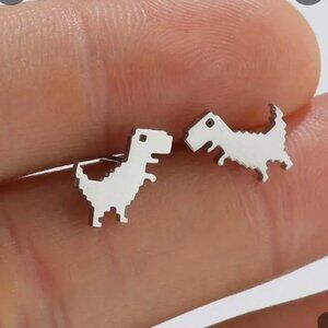 Tiny Hypoallergenic Stainless Steel Dinosaur T Rex Earrings